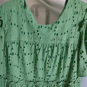 Hyacinth House Green Eyelet Lace Mini Dress Size Med